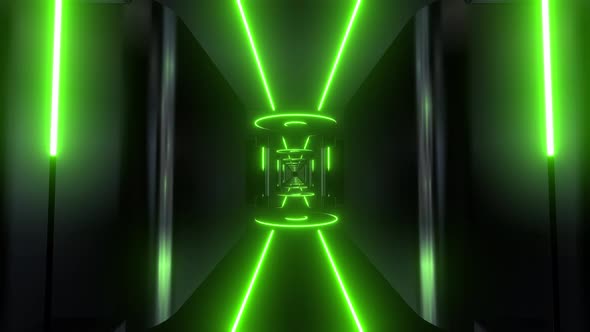 4k Green Neon Corridor