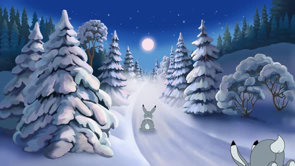 Christmas Animated Card With Hares 1