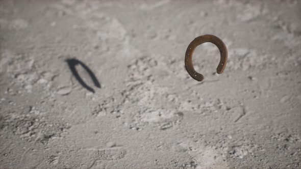 Extreme Slow Motion Old Rusty Metal Horseshoe