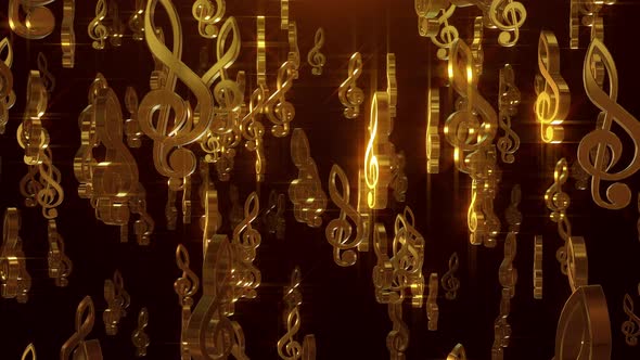 4K VJ Loops Abstract Motion Background || Musical Notes Golden VJ Loops - LED Visuals