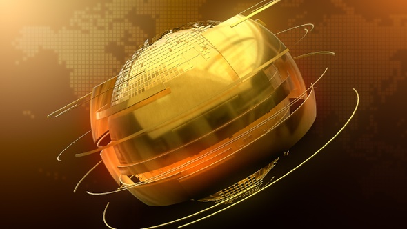 Globe World News Background Golden