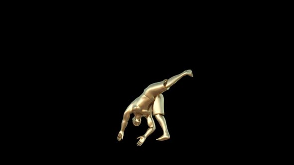 Gold Fighter Man Cartwheel 