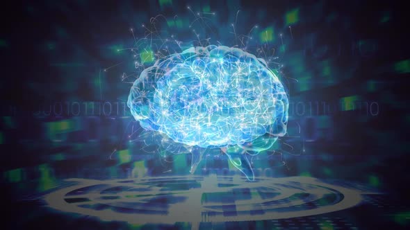 Science Composition brain colored in blue and green alt