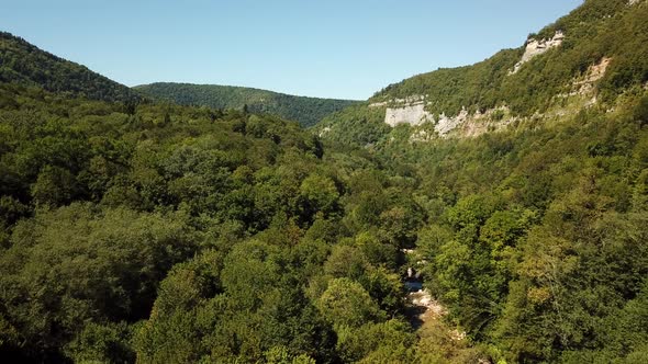 Aerial Nature View of Caucasus Mountain at Sunny Morning