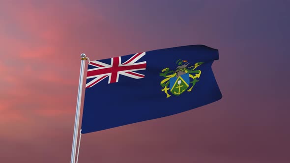 Flag Of Pitcairn Islands Waving 4k