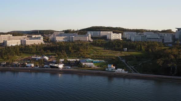 View From a Drone on the Modern Campus of the University