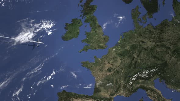 Route of a Commercial Plane Flying To Lille France alt