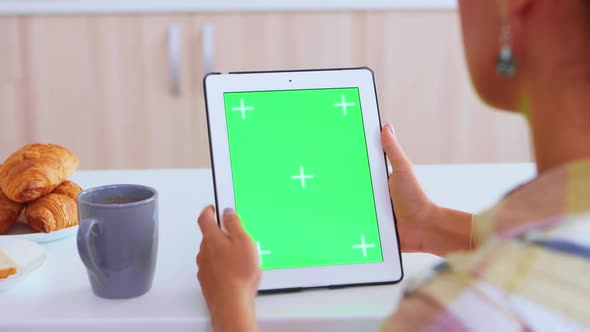 Hand Gesture on Tablet Pc with Green Screen