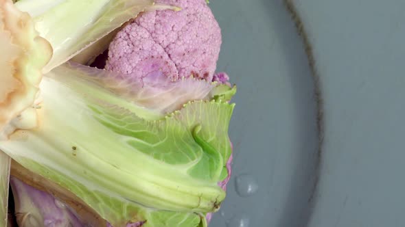 Purple Head of Cauliflower Cabbage Closeup