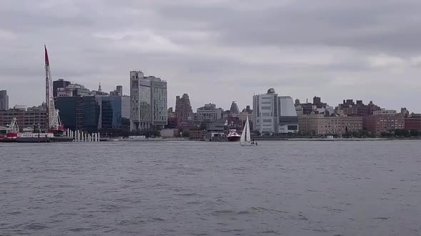 Sailboat floating in NYC