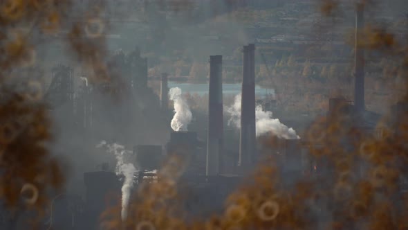 Air pollution from chimneys of an industrial plant