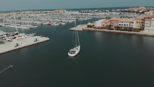 Aerial Drone View of Marina for Boats and Tourist Yachts