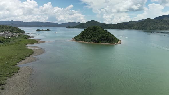 Mangrove Forest on an Island in UNESCO Global Geopark in Sai Kung, Aerial