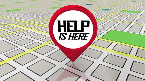 Help Is Here Map Pin Location Get Assistance Support 3d Animation