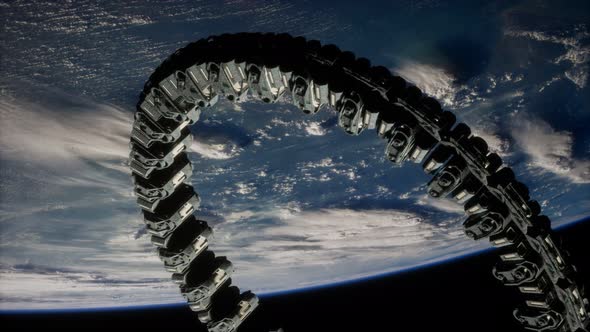 Futuristic Space Station on Earth Orbit alt