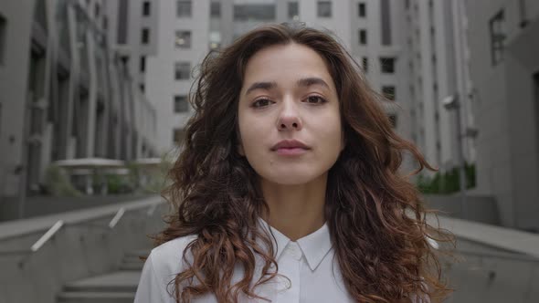 Portrait Of Young Girl On City Street