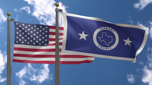 Usa Flag Vs Tarrant County City Flag Texas  On Flagpole