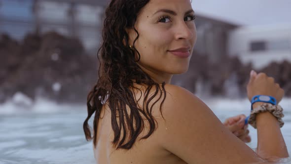 Young Woman In Geothermal Spa Lagoon