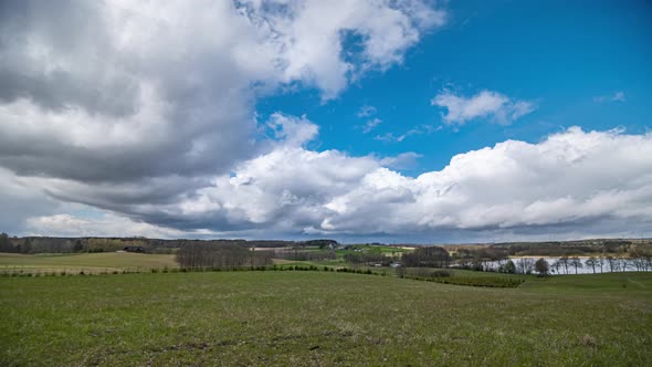 Clouds over Coutryside Landscape Time Lapse