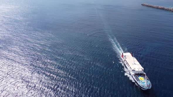 Cruise Ship Sailing Across Crete Greece