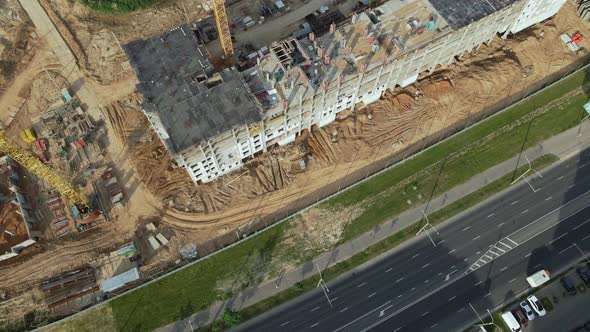 Aerial View Of The New Urban Development. New Houses Are Being Built.