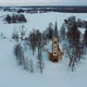 Aerial Top View of the Krimulda Evangelic Lutheran Church in Winter at Sunrise Latvia 4k Video - VideoHive Item for Sale