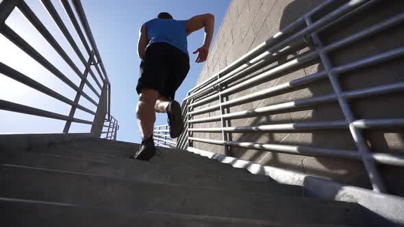 A man running stairs