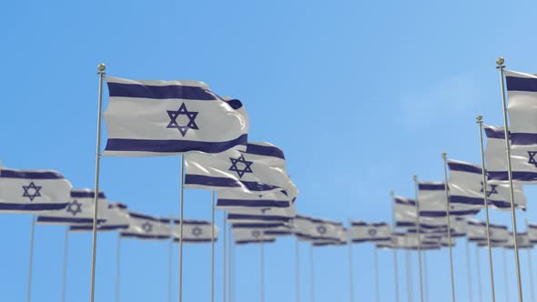 Israel Row Of Flags 3D Animation