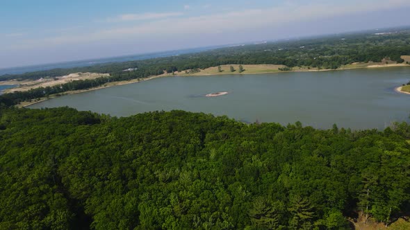 Muskegon City coastal area from the air.