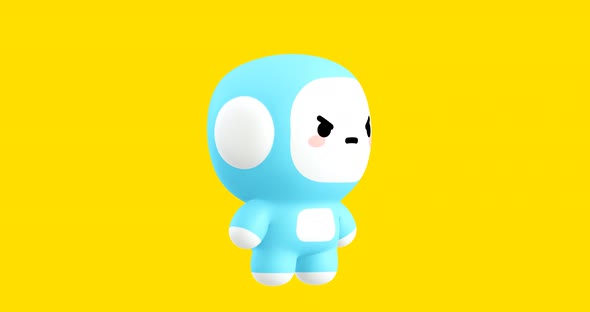 Funny Looped cartoon kawaii astronaut character. Cute emotions and move animation. 4k video