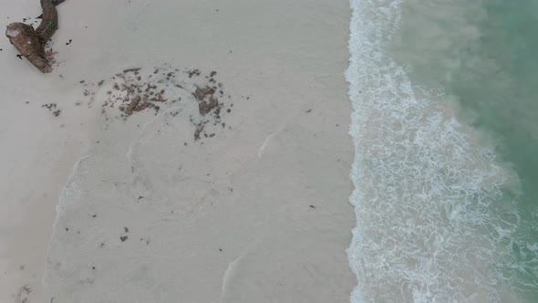 Strong Splashing Sea Waves Aerial Shot