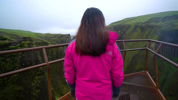 Woman Traveller at Fjadrargljufur in Iceland