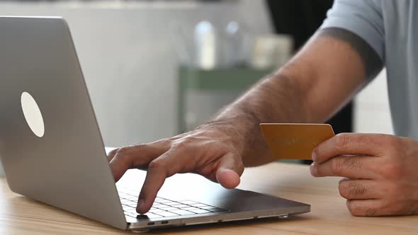 Closeup of Laptop and Credit Card