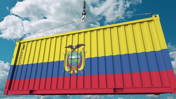 Cargo Container with Flag of Ecuador