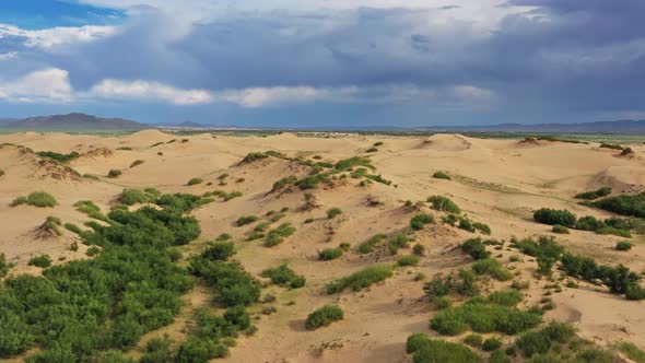 Aerial View of the Sand Dunes in Mongolia