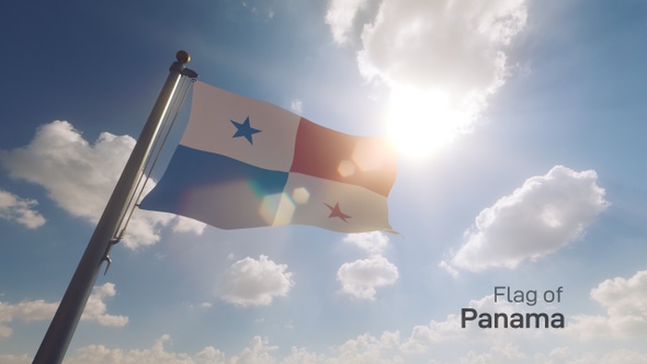 Panama Flag on a Flagpole V2