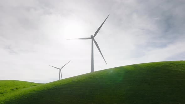 Windmills Turbines Generating Electric Power Epic Aerial Sustainable Wind Energy