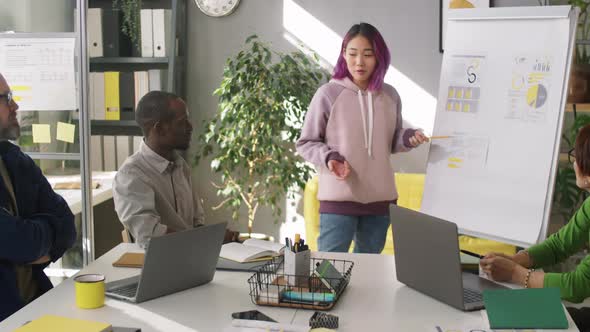 Young Asian Woman Giving Presentation at Business Meeting