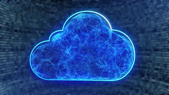 cloud computing Ai technology Data Transfer bits internet  5g blue background  information Upload