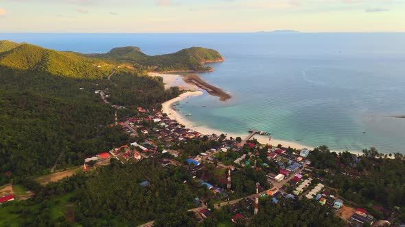 Aerial View of Chalok Lam Bay at Koh Phangan Island in Thailand