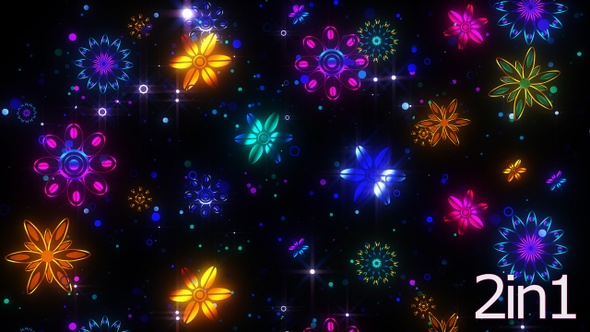4k Falling Neon Flowers Particles