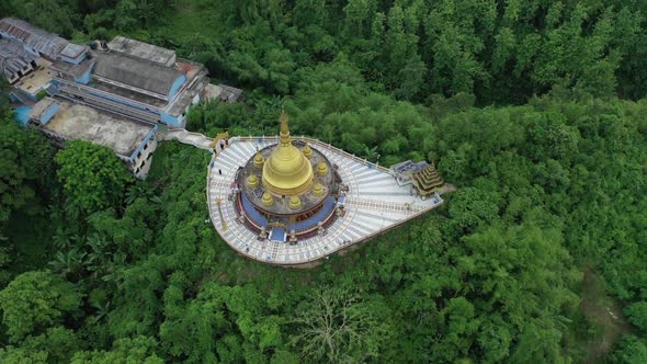 Aerial view of Bandarban temple, Chittagong province, Bangladesh.