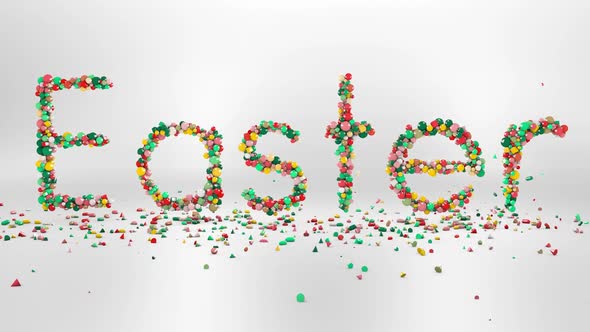 multicolored 3d letters forming the word Easter animation