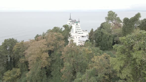 Tsikhisdziri, Georgia - November 8 2021: Aerial view of Castello Mare Hotel