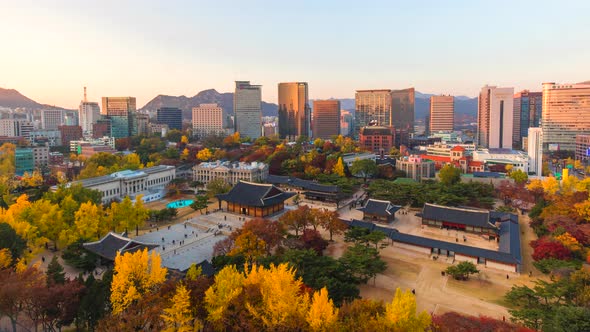 Changdeokgung Palace in autumn in Seoul South Korea