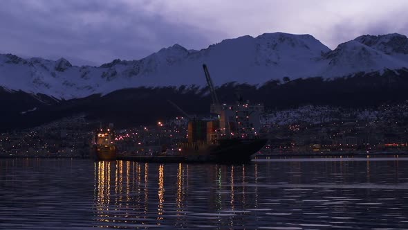 View of the Waterfront and Harbor of Ushuaia, Patagonia, Argentina.