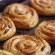 Homemade Puff Pastry Cinnamon Rolls with Raisins Placed on Oven Iron Tray - VideoHive Item for Sale