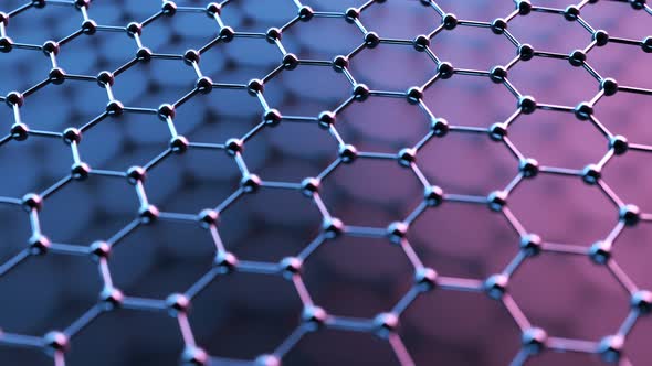 Loopable graphene structure. Rows of carbon atoms. Slow waving movement.