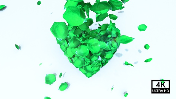 Green Petals Heart 4K