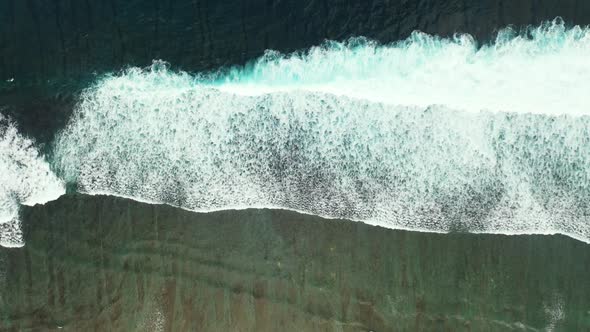 Aerial abstract of beautiful seashore beach lifestyle by blue green lagoon with white sandy backgrou